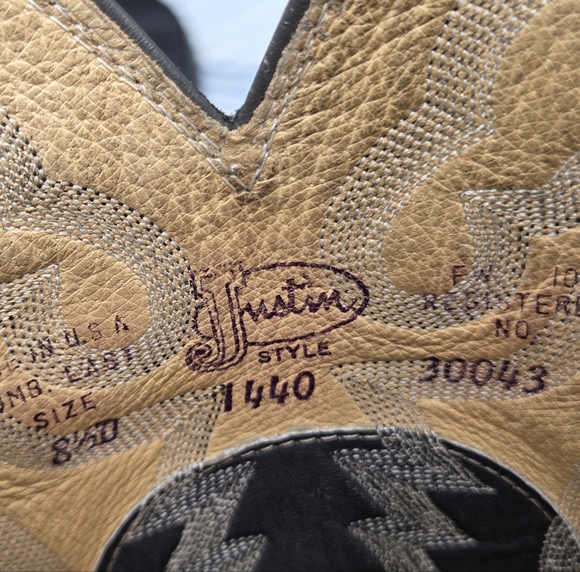 Justin 1440 Vintage Western Cowboy Boots | Distressed Gray Leather | Men’s 8.5D - Picture 6 of 10